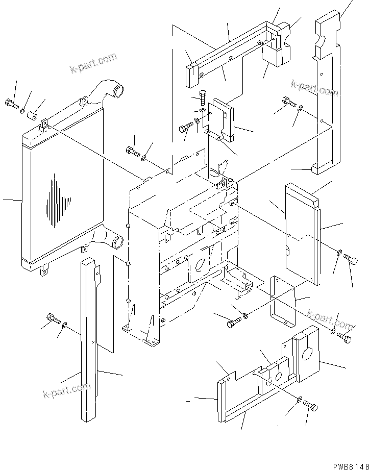 Komatsu parts book diagram for PC1100LC-6 S/N 10001-UP: COOLING (AFTER COOLER) (WIND-BRAKER)(#10001-10157)