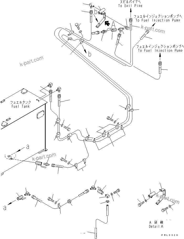Komatsu parts book diagram for PC1100LC-6 S/N 10001-UP: FUEL LINE (COLD WEATHER A SPEC.)