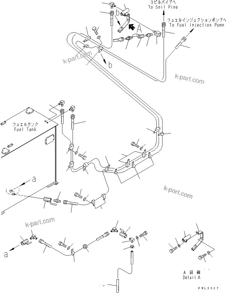 Komatsu parts book diagram for PC1100LC-6 S/N 10001-UP: FUEL LINE (FUEL FILTER PIPING) (WITH WATER SEPARATOR) (COLD WEATHER A SPEC.)