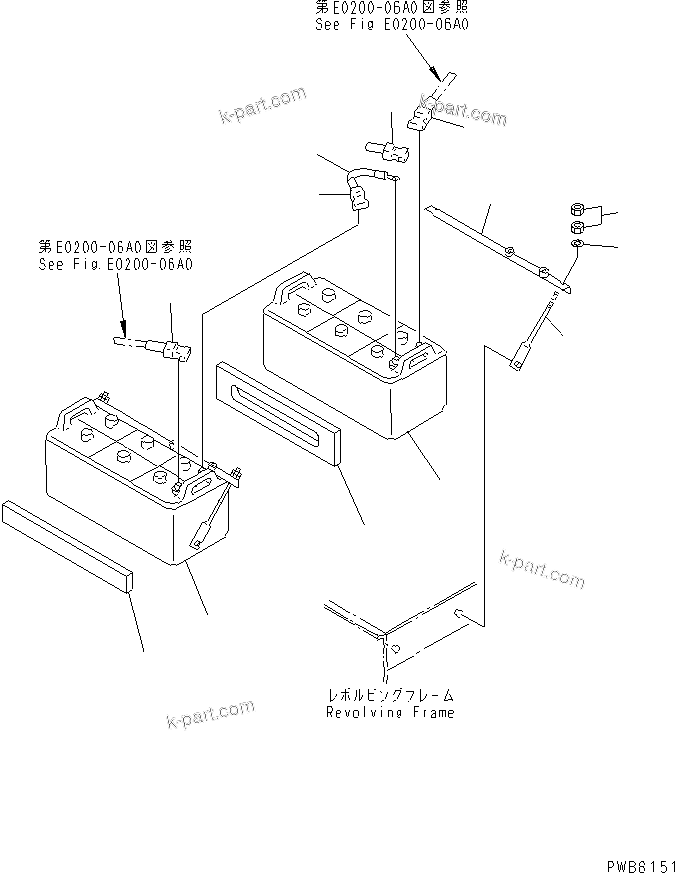 Komatsu parts book diagram for PC1100LC-6 S/N 10001-UP: BATTERY (DRY) (NS200)
