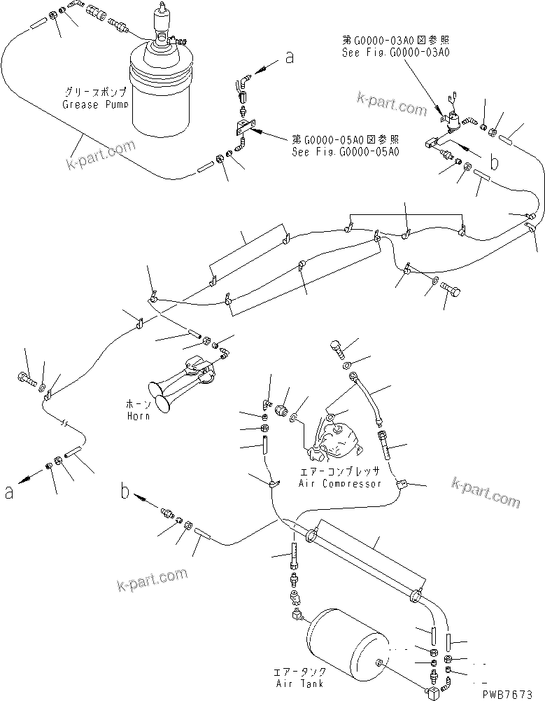 Komatsu parts book diagram for PC1100LC-6 S/N 10001-UP: AIR SYSTEM (AIR PIPING)(#10001-10156)