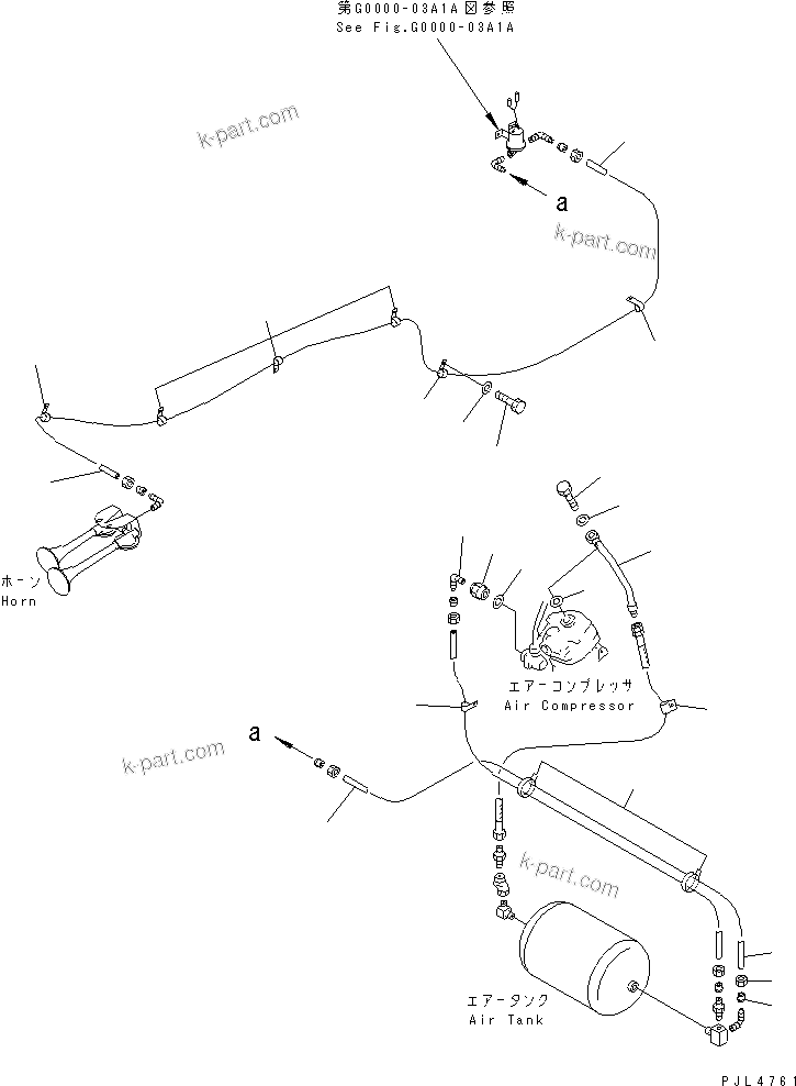 Komatsu parts book diagram for PC1100LC-6 S/N 10001-UP: AIR SYSTEM (AIR PIPING) (WITHOUT GREASE PUMP)(#10157-)