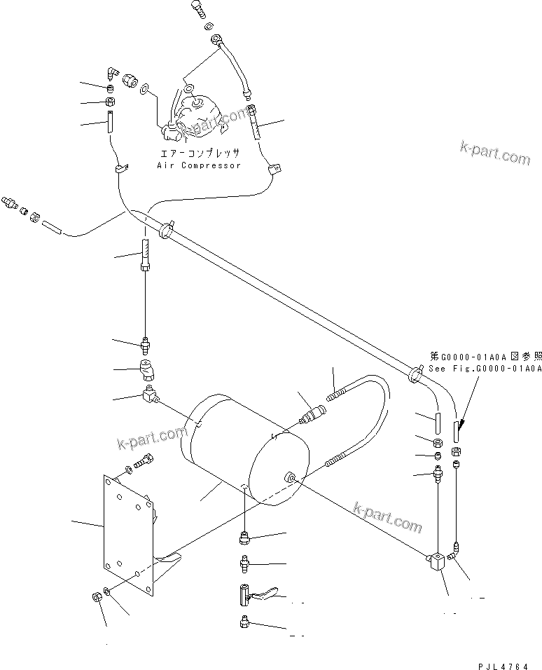 Komatsu parts book diagram for PC1100LC-6 S/N 10001-UP: AIR SYSTEM (AIR TANK)(#10157-)
