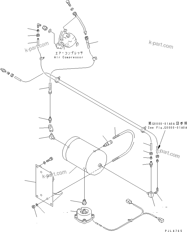 Komatsu parts book diagram for PC1100LC-6 S/N 10001-UP: AIR SYSTEM (AIR TANK) (COLD WEATHER A SPEC.)(#10157-)