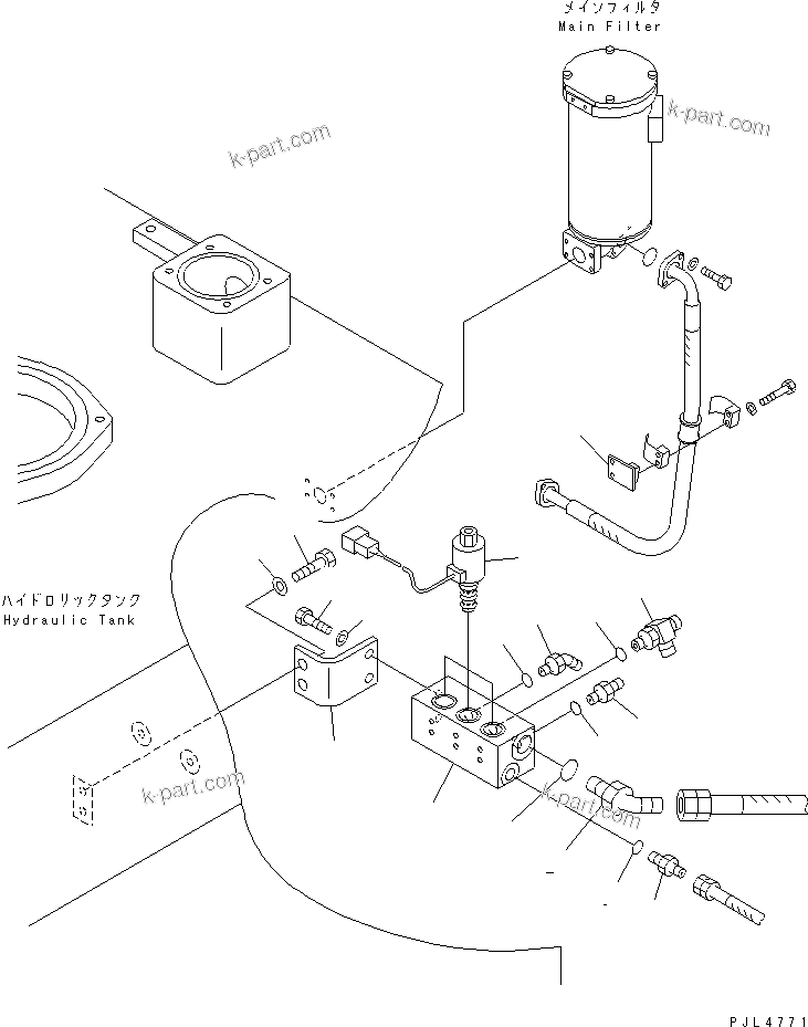 Komatsu parts book diagram for PC1100LC-6 S/N 10001-UP: HYDRAULIC TANK (SOLENOID VALVE)(#10158-)