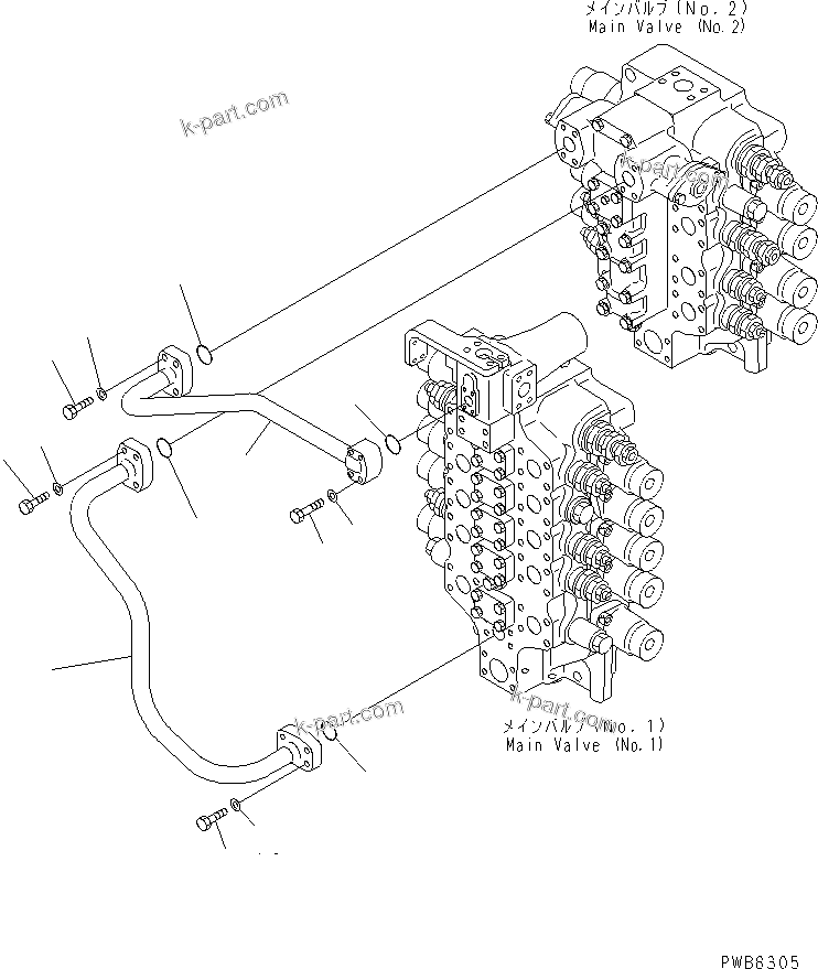 Komatsu parts book diagram for PC1100LC-6 S/N 10001-UP: STRAIGHT TRAVEL PIPING