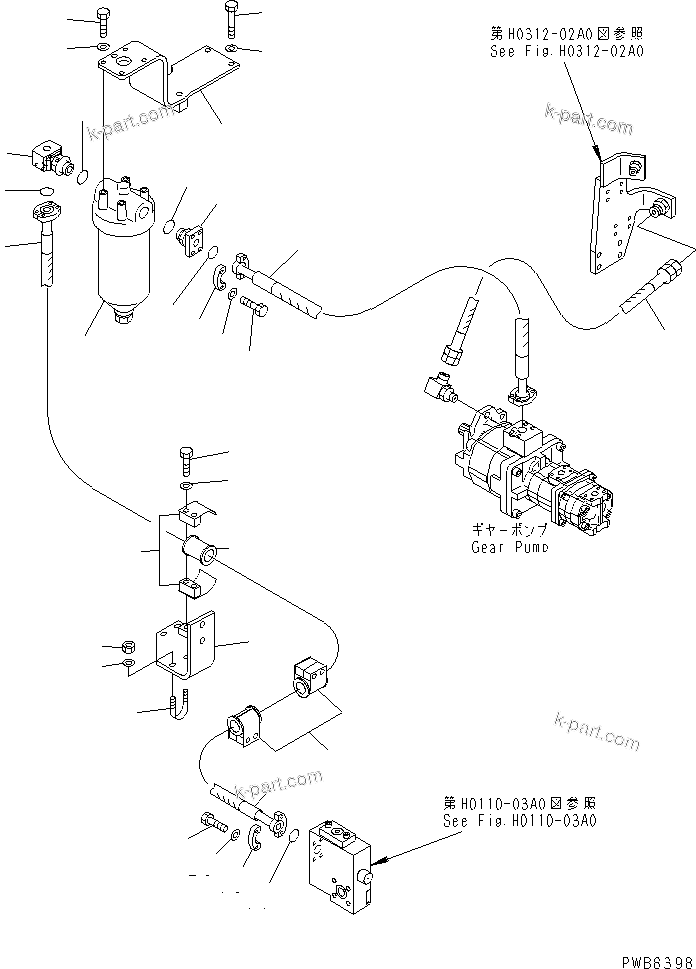 Komatsu parts book diagram for PC1100LC-6 S/N 10001-UP: PPC PUMP LINES (PUMP DELIVERY)(#10001-10156)