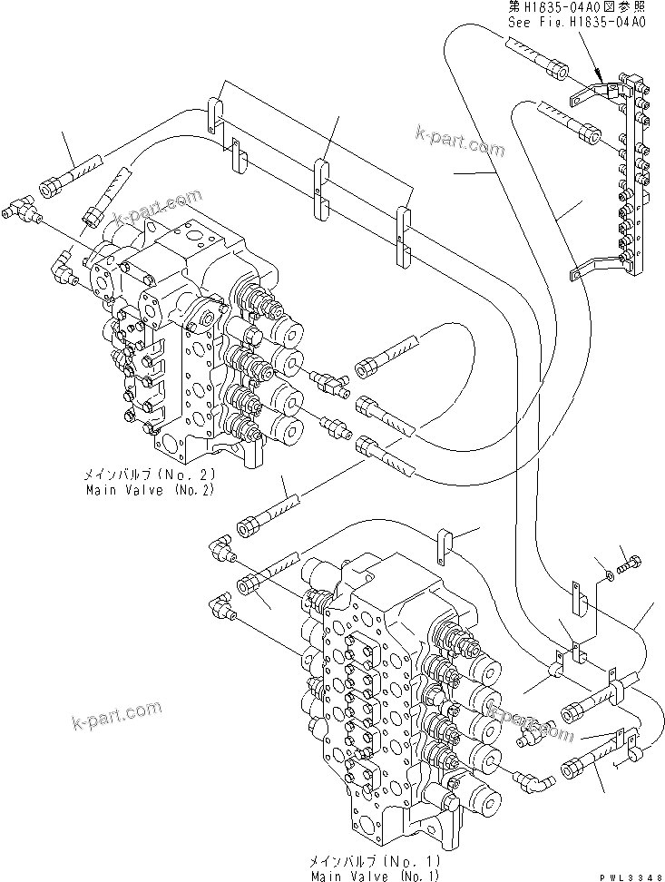 Komatsu parts book diagram for PC1100LC-6 S/N 10001-UP: PPC BOOM AND BUCKET LINES (FOR LONG ARM)