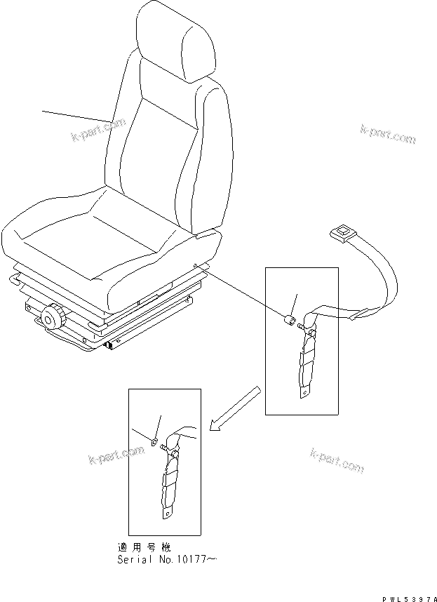 Komatsu parts book diagram for PC1100LC-6 S/N 10001-UP: OPERATOR'S SEAT (TILT) (SUSPENSION TYPE) (WRIST CONTROL)
