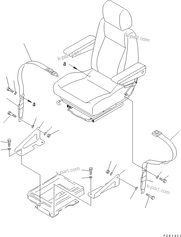 Komatsu parts book diagram for PC1100LC-6 S/N 10001-UP: SEAT BELT (78MM)