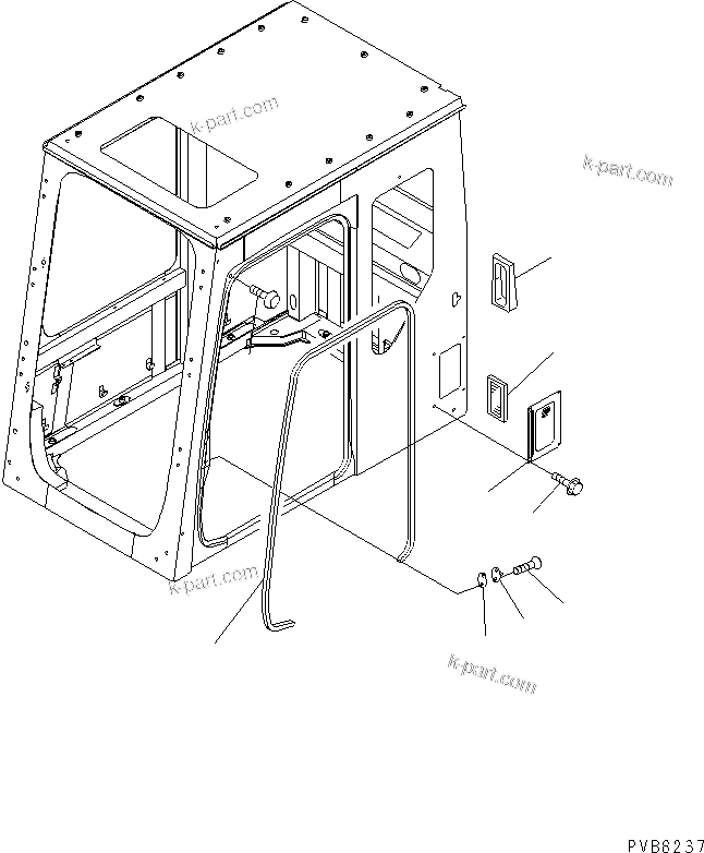 Komatsu parts book diagram for PC1100LC-6 S/N 10001-UP: OPERATOR'S CAB (WITH GUARD) (FILTER AND DOOR CATCH)