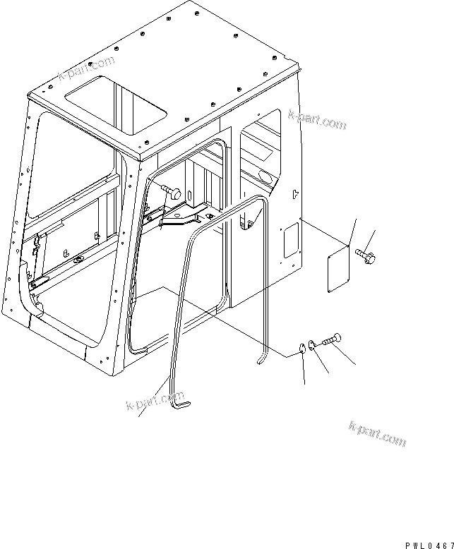 Komatsu parts book diagram for PC1100LC-6 S/N 10001-UP: OPERATOR'S CAB (WITH GUARD AND HEATER) (COVER AND DOOR CATCH)