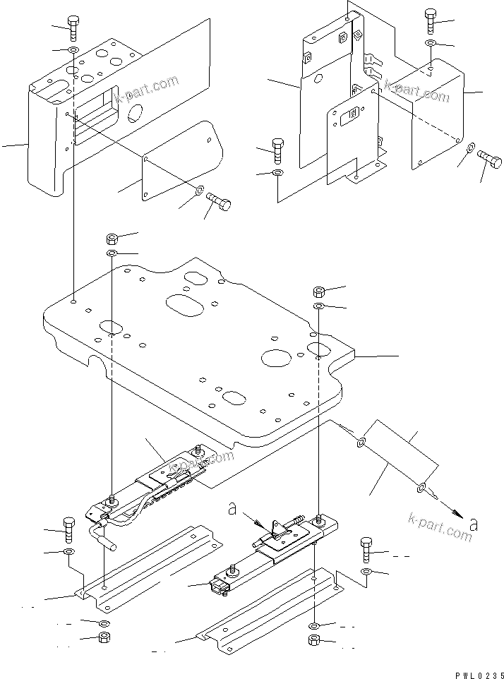Komatsu parts book diagram for PC1100LC-6 S/N 10001-UP: FLOOR FRAME (RIGHT STAND) (STAND ? FRAME AND ADJUSTER) (FOR HIGH CAB) (FOR LOADER)(#10158-)