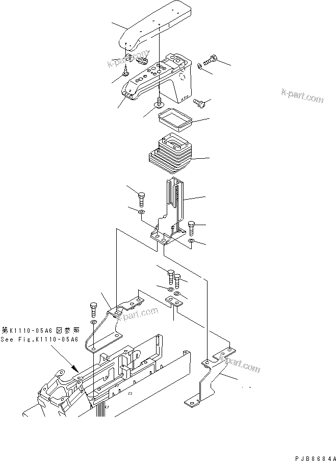 Komatsu parts book diagram for PC1100LC-6 S/N 10001-UP: FLOOR FRAME (RIGHT STAND) (ARM REST) (WRIST CONTROL)(#10158-)