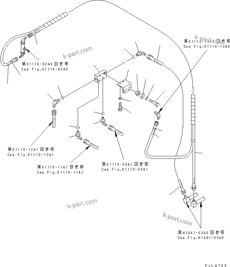 Komatsu parts book diagram for PC1100LC-6 S/N 10001-UP: FLOOR FRAME (PPC WORK LINE) (PPC T-BLOCK AND HOSE) (FOR HIGH CAB)(#10158-)