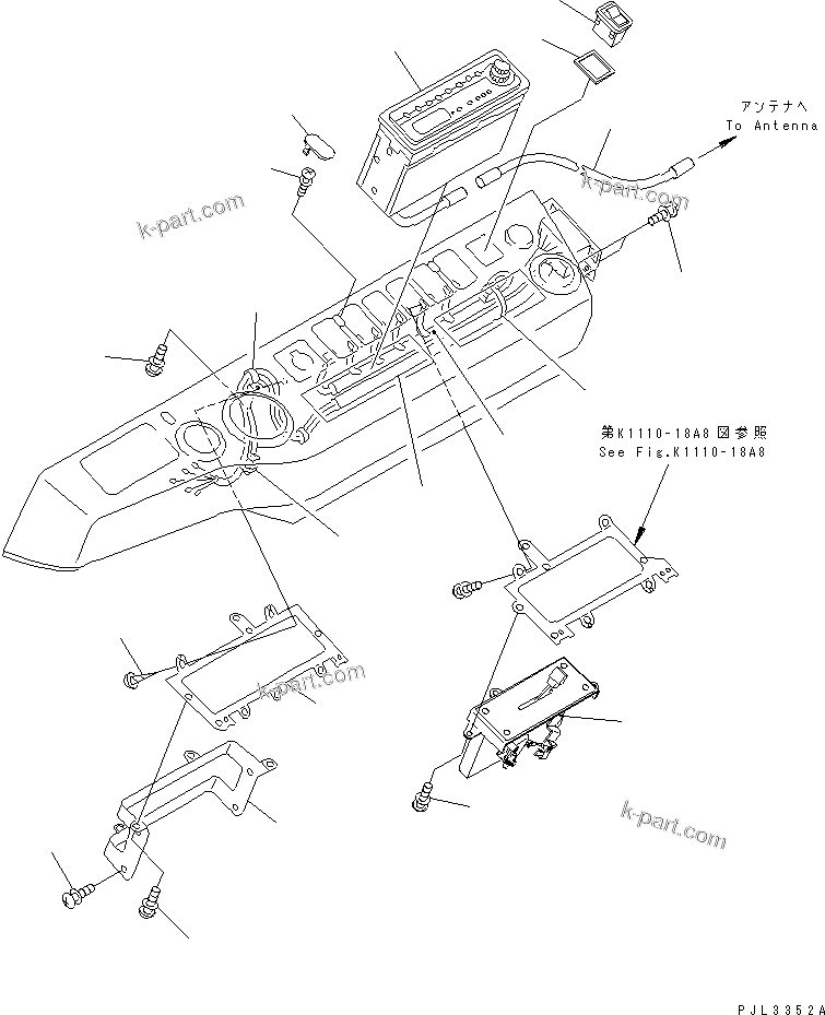 Komatsu parts book diagram for PC1100LC-6 S/N 10001-UP: FLOOR FRAME (PANEL AND BASE) (RADIO AND HEATER PANEL) (FOR U.S.A.)(#10158-)