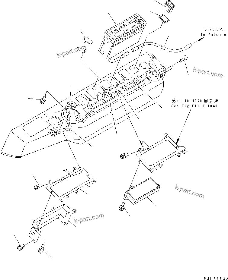 Komatsu parts book diagram for PC1100LC-6 S/N 10001-UP: FLOOR FRAME (PANEL AND BASE) (RADIO PANEL) (FOR U.S.A.)(#10158-)