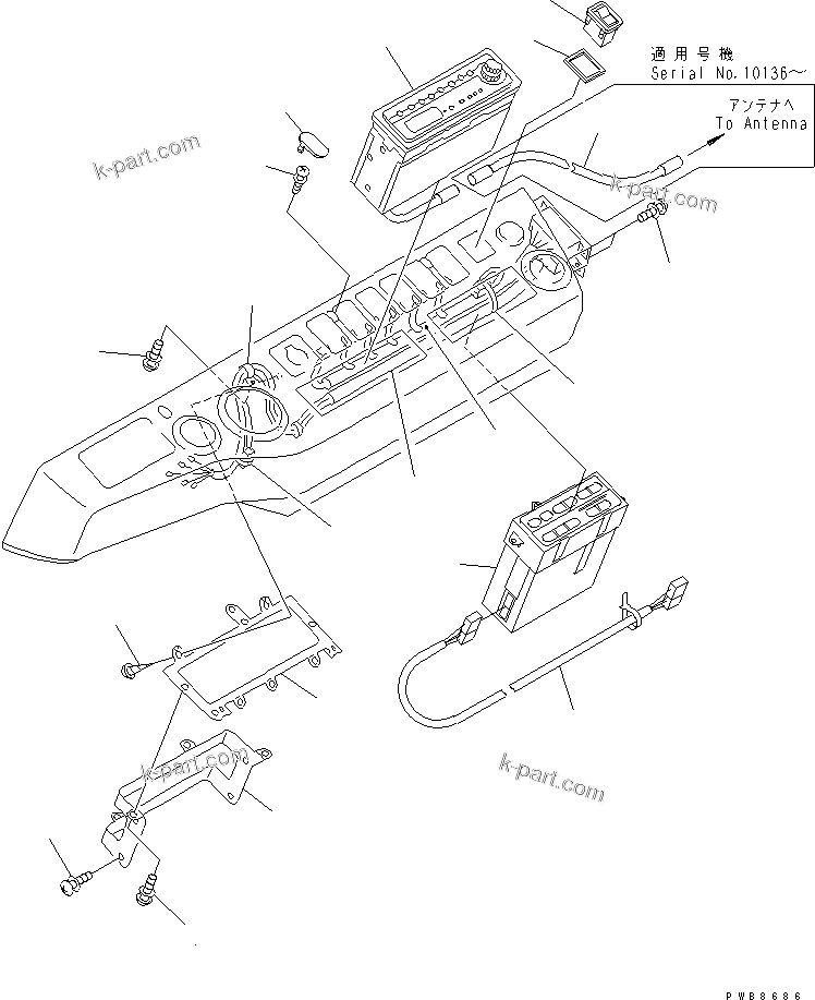 Komatsu parts book diagram for PC1100LC-6 S/N 10001-UP: PANEL AND BASE (RADIO AND AIR CONDITIONER PANEL) (FOR U.S.A.)(#10001-10157)