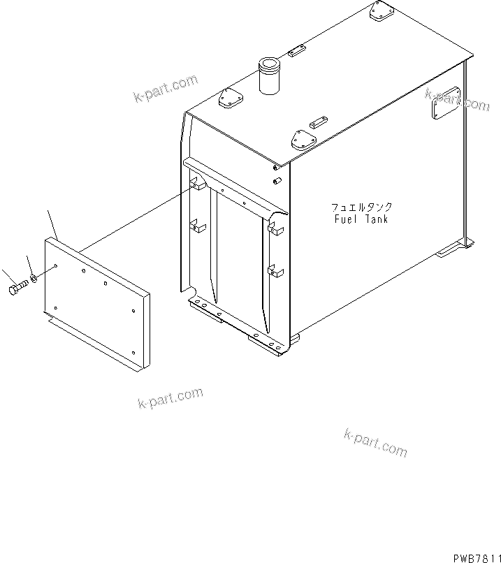 Komatsu parts book diagram for PC1100LC-6 S/N 10001-UP: RIGHT SIDE COVER (FUEL TANK)(#10001-10156)