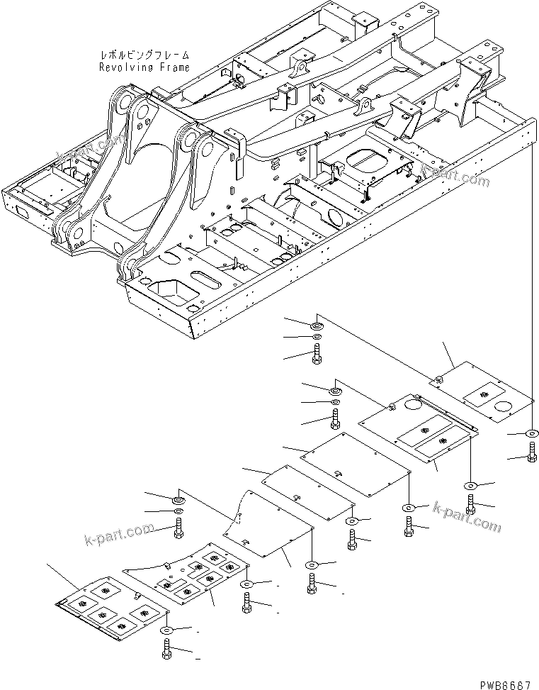 Komatsu parts book diagram for PC1100LC-6 S/N 10001-UP: UNDER COVER (HEAVY DUTY) (REVOLVING FRAME) (DECK ? L.H.)(#10005-)