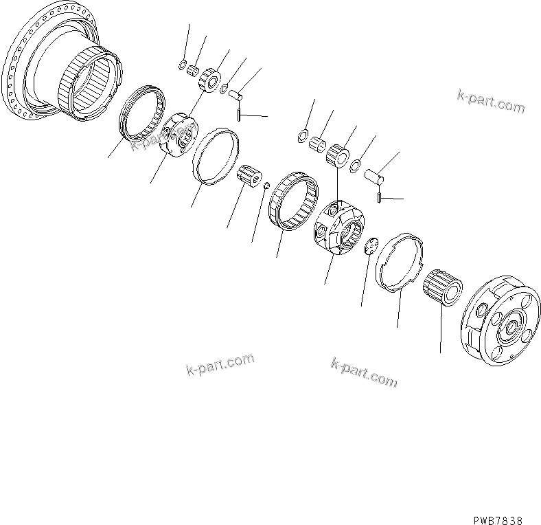 Komatsu parts book diagram for PC1100LC-6 S/N 10001-UP: FINAL DRIVE   (1ST AND 2ND CARRIER)(#10001-10159)