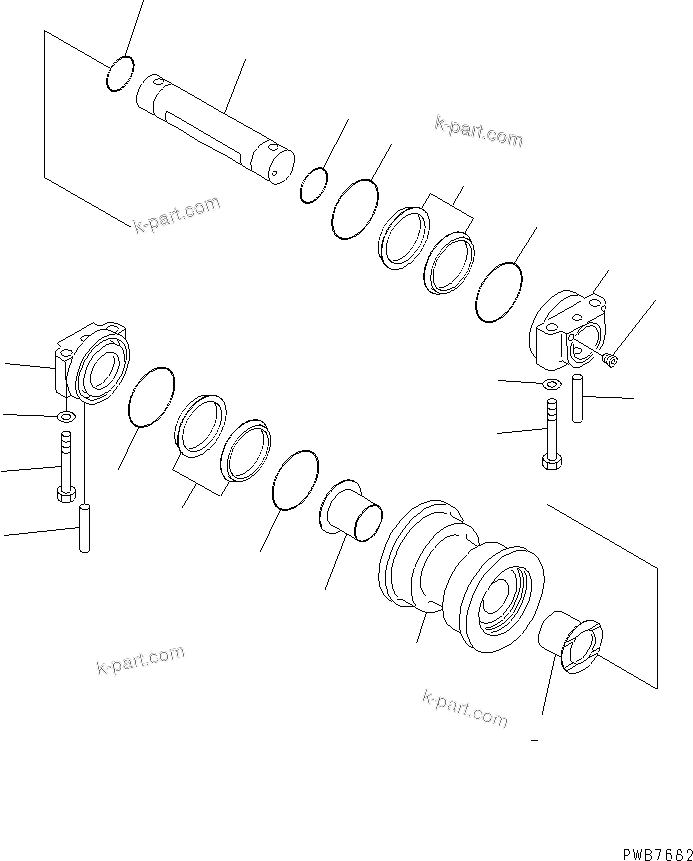 Komatsu parts book diagram for PC1100LC-6 S/N 10001-UP: TRACK FRAME (TRACK ROLLER) (R.H.)(#10160-)