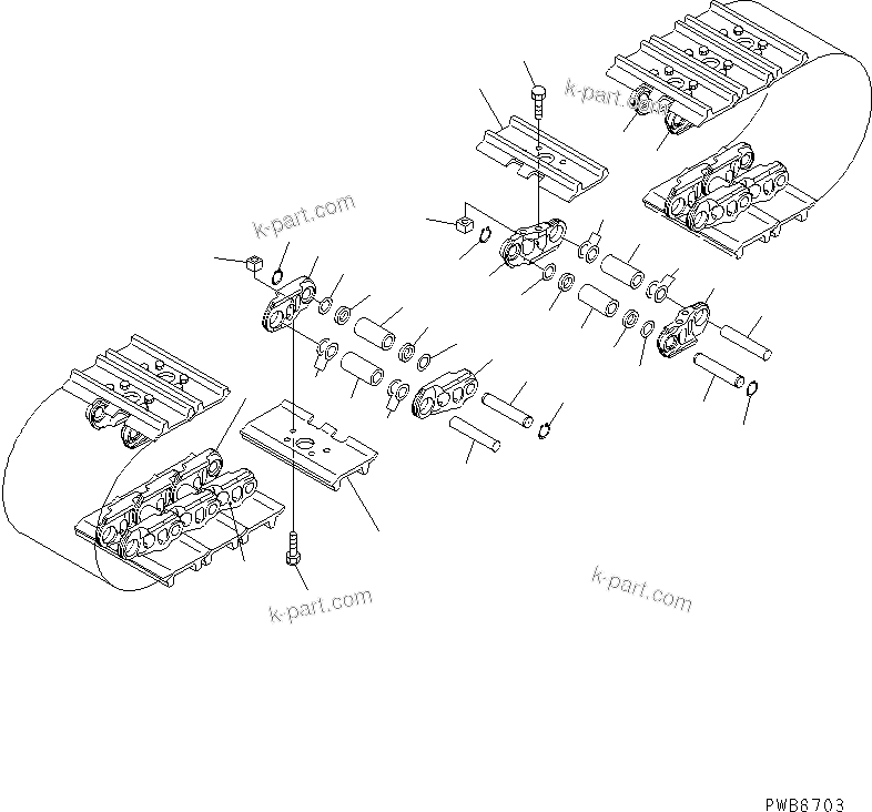 Komatsu parts book diagram for PC1100LC-6 S/N 10001-UP: TRACK SHOE (DOUBLE GROUSER WITH HOLE) (1000MM WIDE)