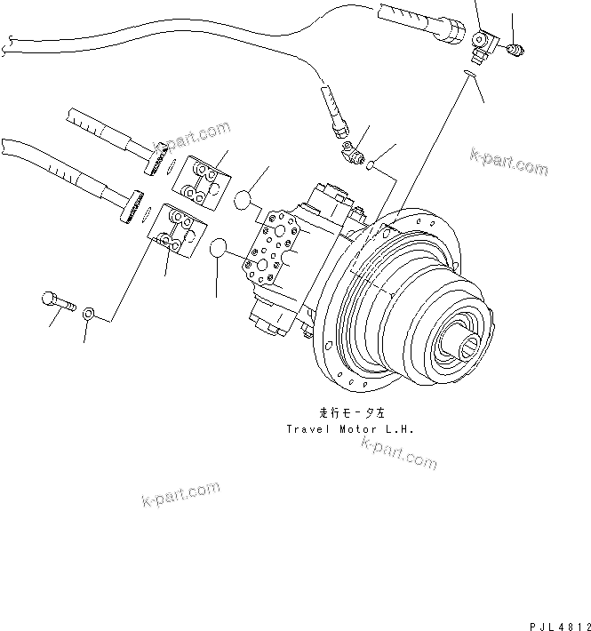 Komatsu parts book diagram for PC1100LC-6 S/N 10001-UP: TRACK FRAME (TRAVEL PIPING) (MOTOR SIDE) (L.H.)(#10160-)