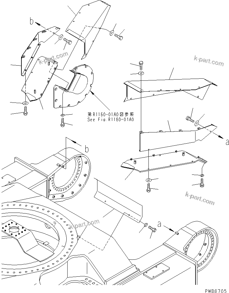 Komatsu parts book diagram for PC1100LC-6 S/N 10001-UP: TRAVEL PIPING COVER