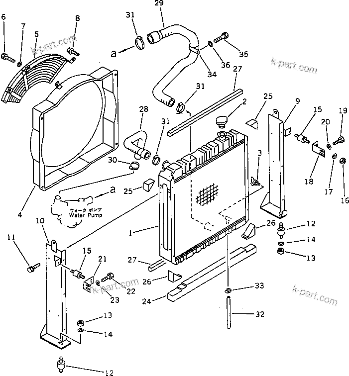 Komatsu parts book diagram for PC120-5Z S/N 36601-UP (Excel Spec.): RADIATOR AND PIPING