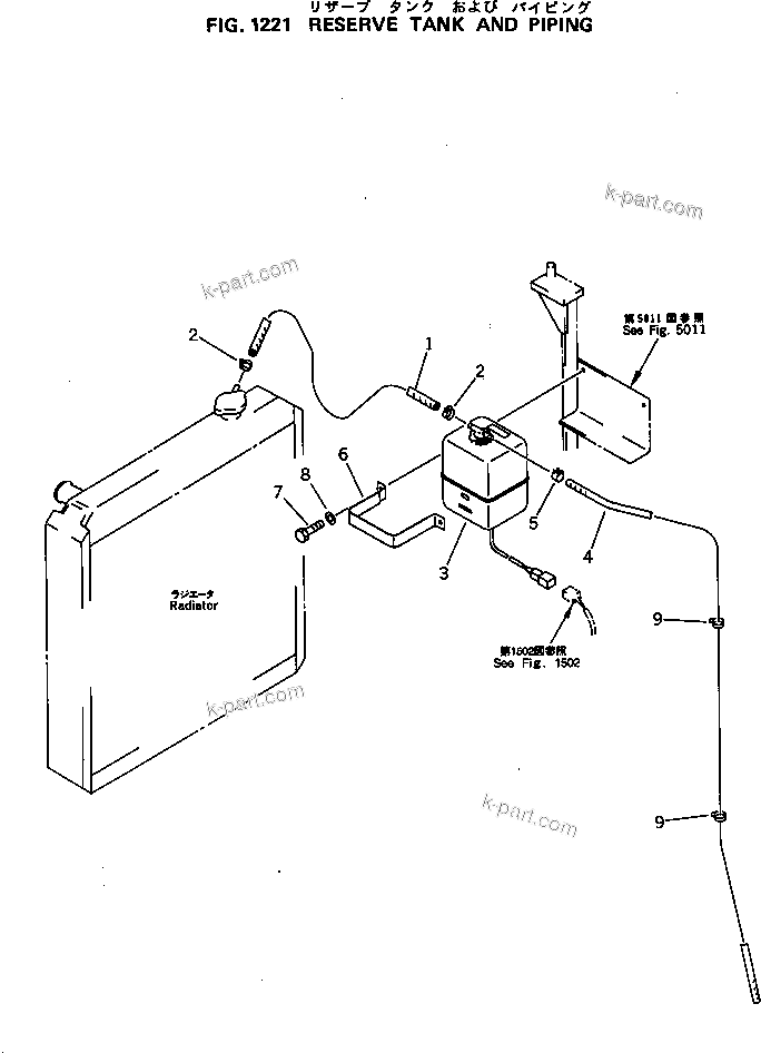 Komatsu parts book diagram for PC120-5Z S/N 36601-UP (Excel Spec.): RESERVE TANK AND PIPING