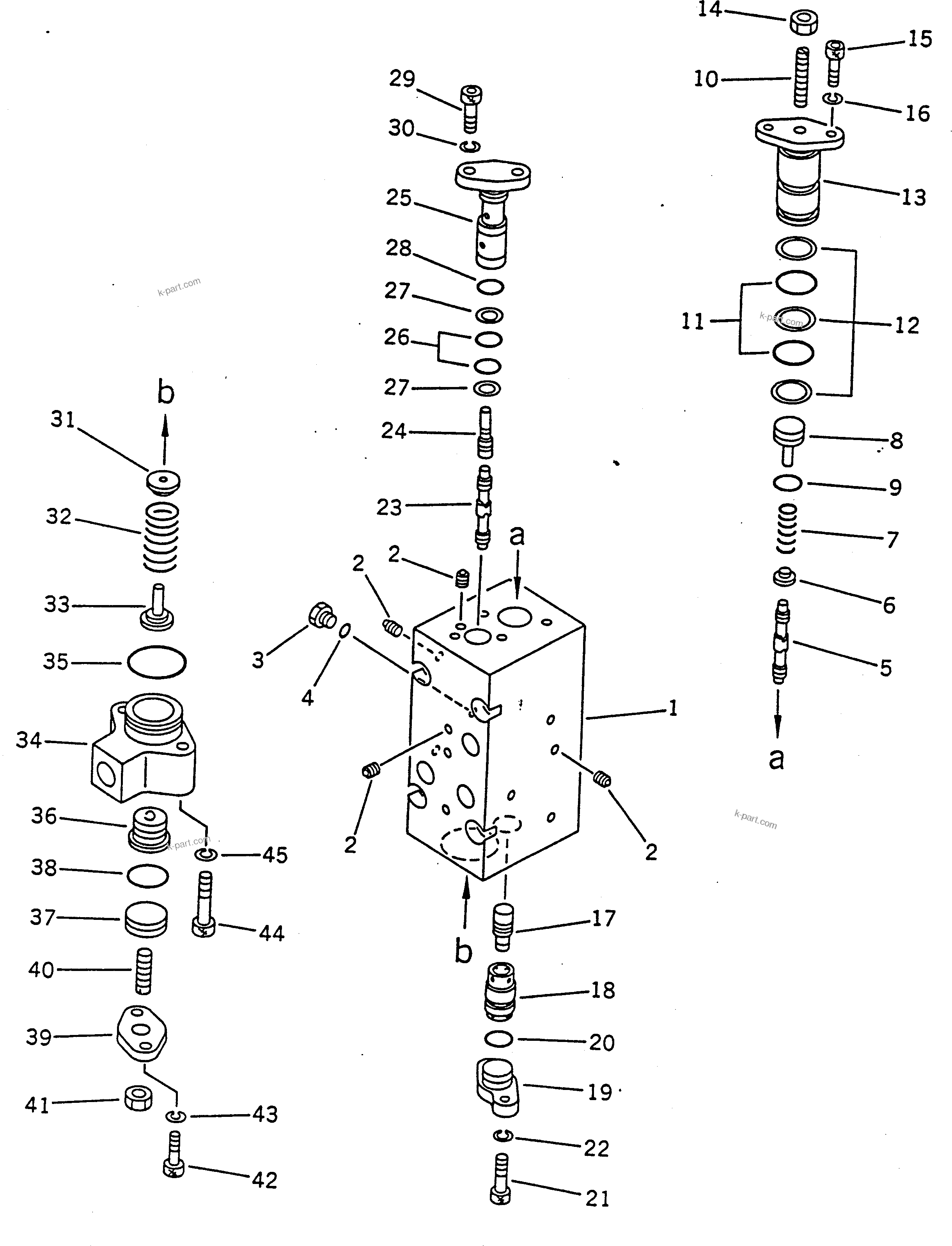 Komatsu parts book diagram for PC120-5Z S/N 36601-UP (Excel Spec.): HYDRAULIC PUMP (C.O. AND N.C. VALVE ASS'Y ? REAR) (13/15)