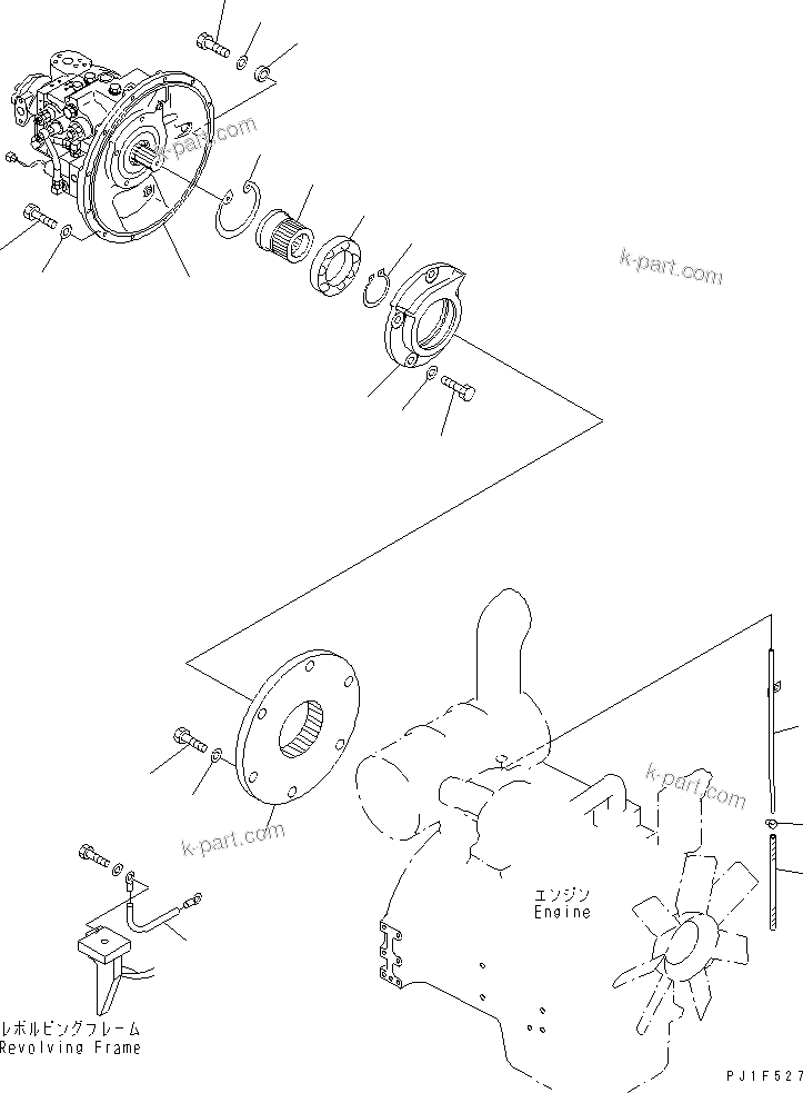 Komatsu parts book diagram for PC120-6H S/N 45001-UP: COUPLING ? PUMP AND TUBE(#65055-)