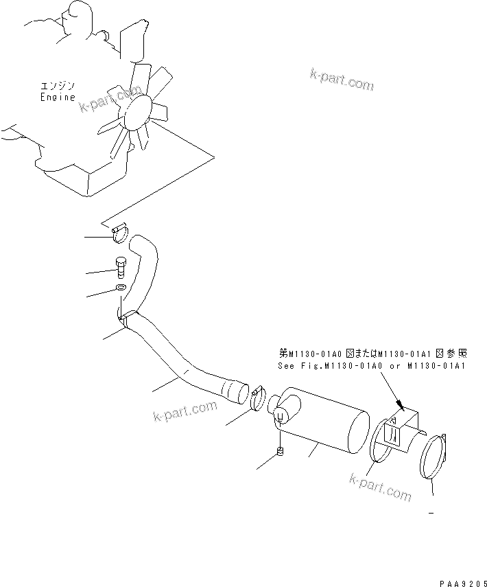 Komatsu parts book diagram for PC120-6H S/N 45001-UP: AIR CLEANER (SINGLE ELEMENT)(#45001-53010)