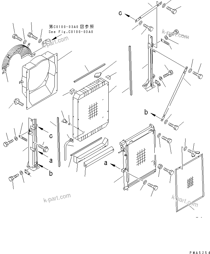 Komatsu parts book diagram for PC120-6H S/N 45001-UP: COOLING (RADIATOR AND OIL COOLER)(#45001-49820)