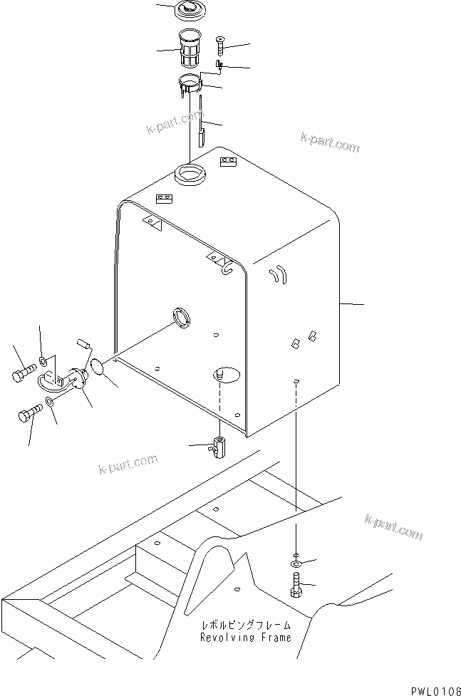 Komatsu parts book diagram for PC120-6H S/N 45001-UP: FUEL TANK(#60968-)