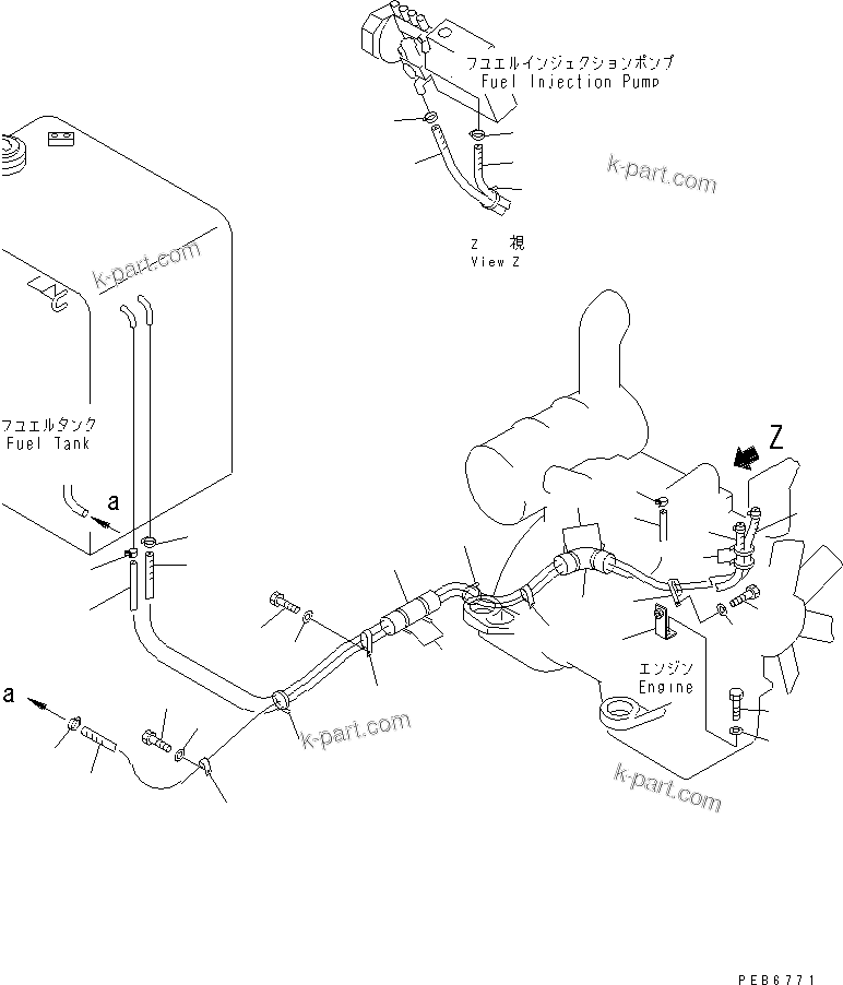 Komatsu parts book diagram for PC120-6H S/N 45001-UP: FUEL LINE(#57000-)