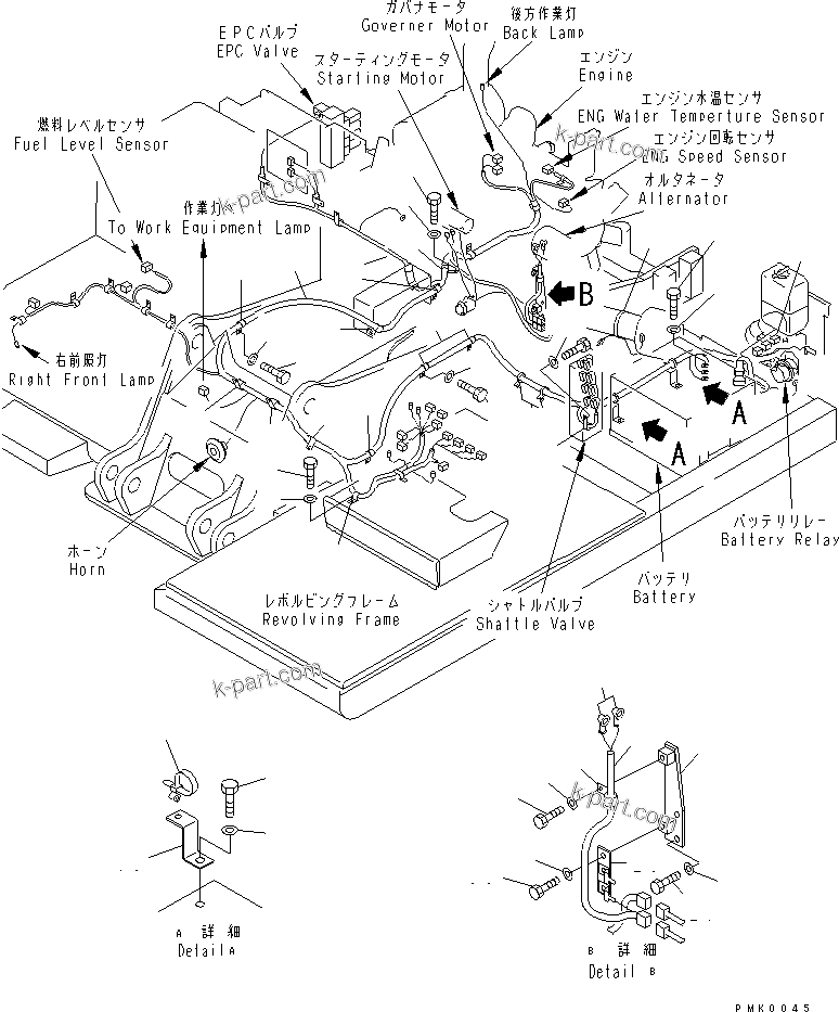 Komatsu parts book diagram for PC120-6H S/N 45001-UP: WIRING (MAIN HARNESS)(#53011-56999)