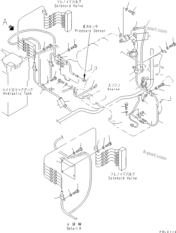 Komatsu parts book diagram for PC120-6H S/N 45001-UP: WIRING (COVER) (RADIO CONTROL SPEC.)(#57000-64839)