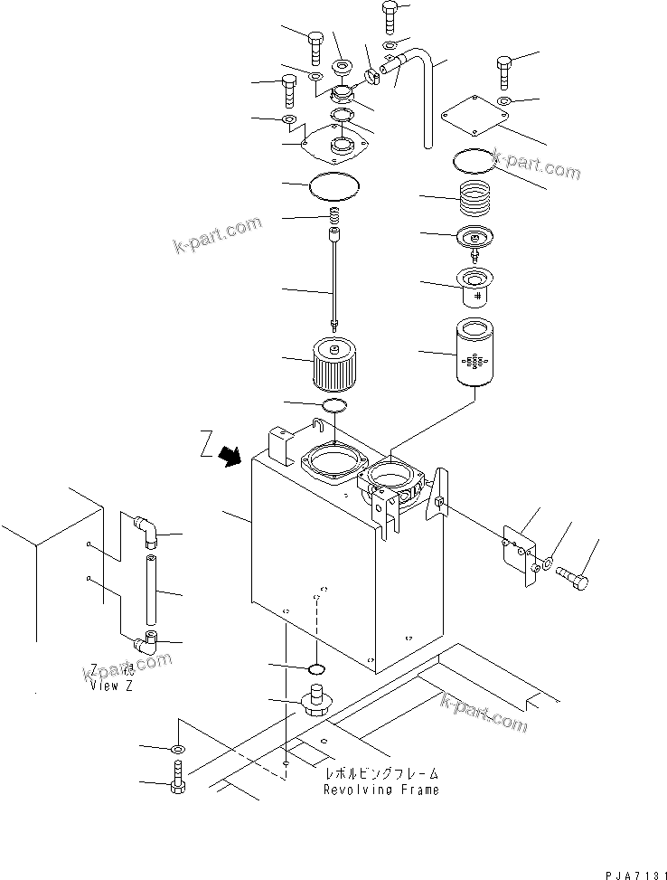 Komatsu parts book diagram for PC120-6H S/N 45001-UP: HYDRAULIC TANK(#50201-56999)