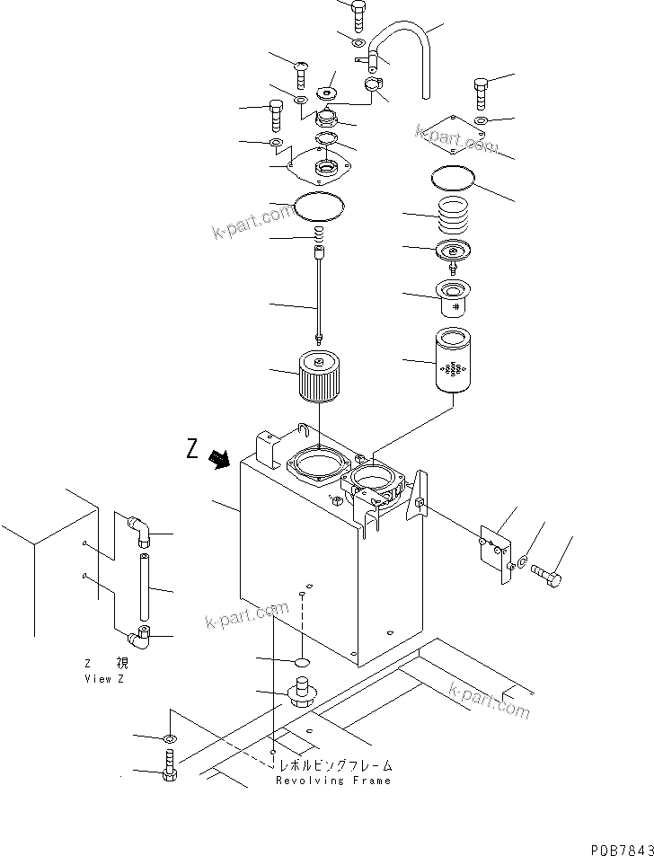Komatsu parts book diagram for PC120-6H S/N 45001-UP: HYDRAULIC TANK(#57000-)