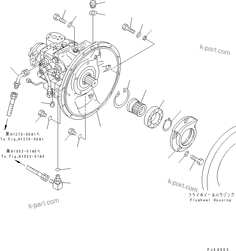 Komatsu parts book diagram for PC120-6H S/N 45001-UP: MAIN PUMP (PUMP ? FILLER AND COUPLING)(#60749-65054)