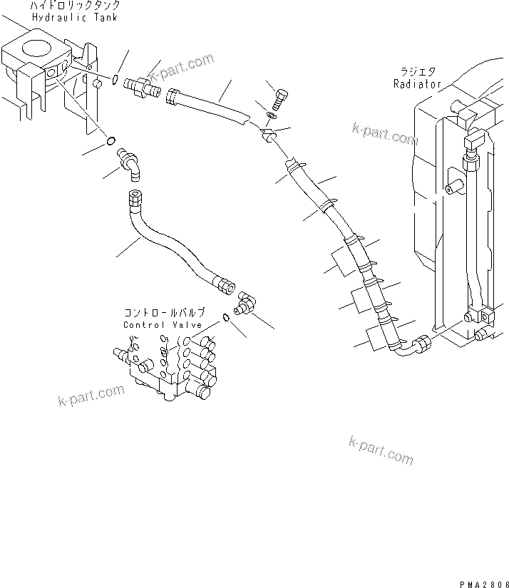 Komatsu parts book diagram for PC120-6H S/N 45001-UP: OIL COOLER LINE(#45001-56999)