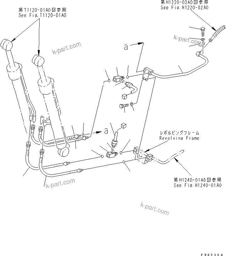 Komatsu parts book diagram for PC120-6H S/N 45001-UP: BOOM REVOLVING FRAME PIPING(#45001-64839)