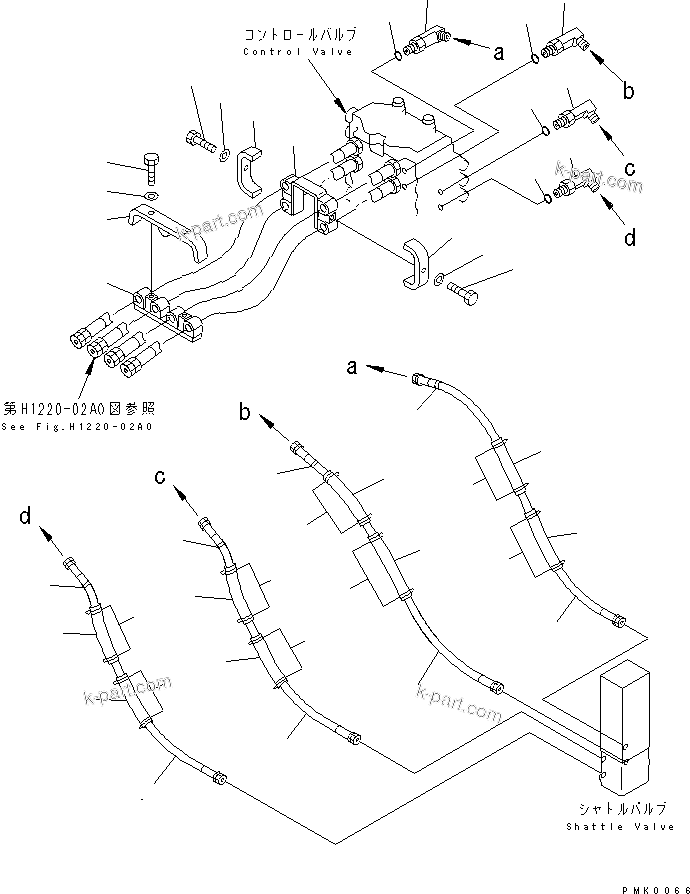 Komatsu parts book diagram for PC120-6H S/N 45001-UP: VALVE PIPING (HOSE AND CLAMP)(#50201-56999)