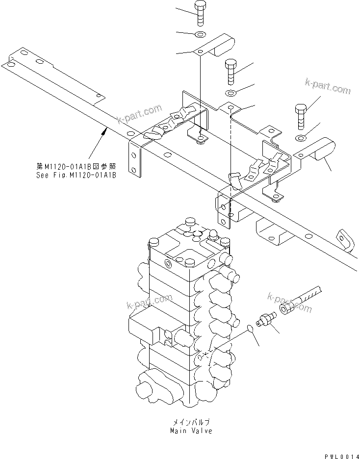 Komatsu parts book diagram for PC120-6H S/N 45001-UP: VALVE PIPING (DRAIN ? PILOT BRACKET AND PILOT CLAMP)(#57000-64839)