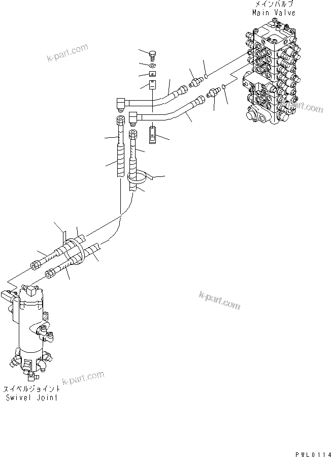 Komatsu parts book diagram for PC120-6H S/N 45001-UP: UPPER PIPING LINE (BLADE SPEC. OR TILTING SPEC.)(#57000-)