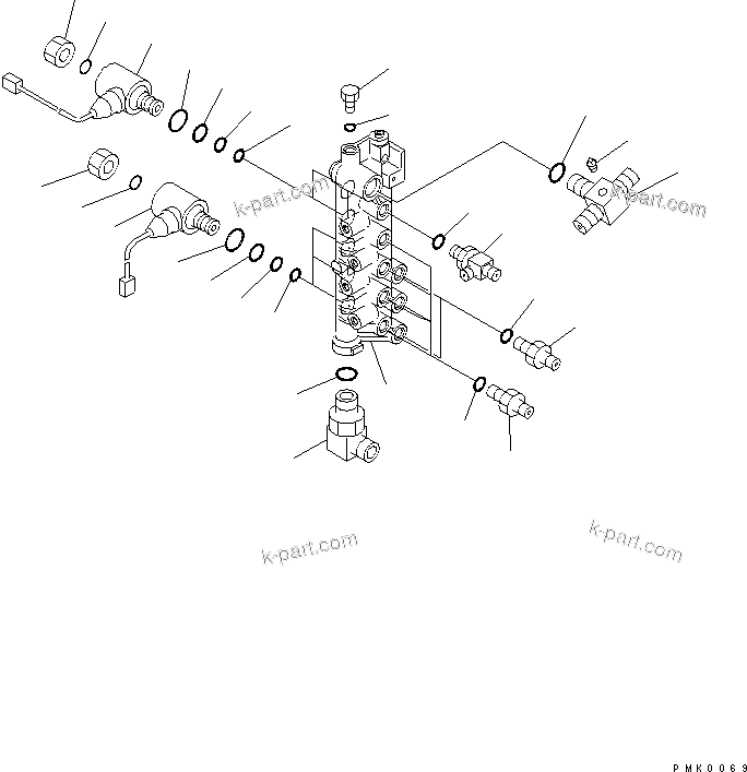 Komatsu parts book diagram for PC120-6H S/N 45001-UP: SOLENOID VALVE LINE (SOLENOID VALVE)(#52401-56999)