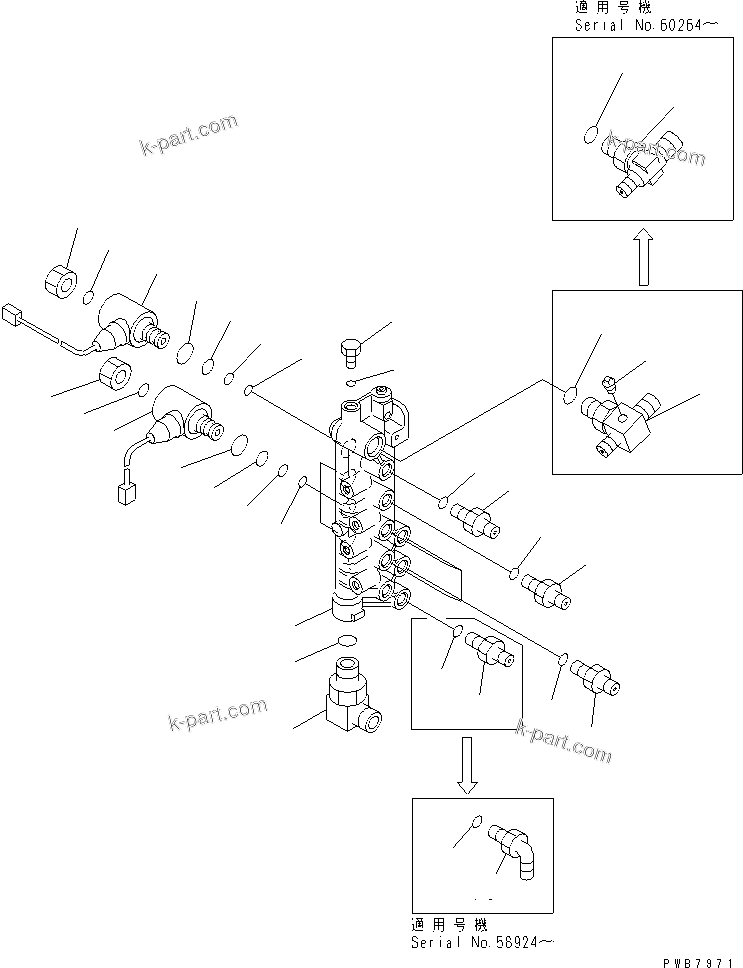 Komatsu parts book diagram for PC120-6H S/N 45001-UP: SOLENOID VALVE LINE (SOLENOID VALVE)(#57000-66114)