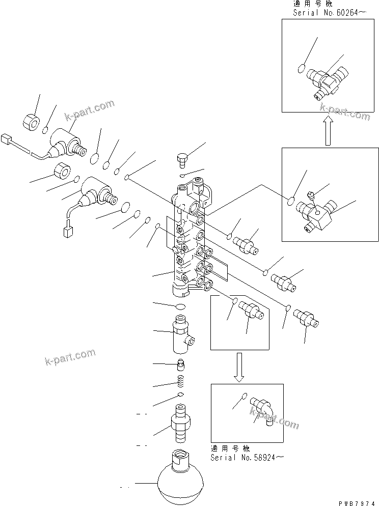 Komatsu parts book diagram for PC120-6H S/N 45001-UP: SOLENOID VALVE LINE (SOLENOID VALVE) (ATTACHMENT)(#57000-66114)